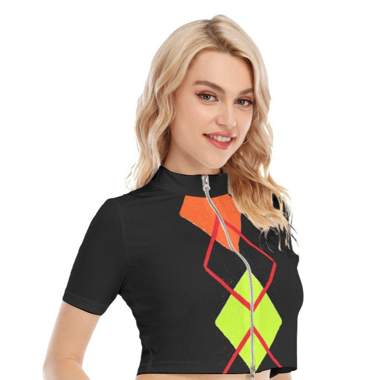 Eagle Or Die Zipper Crop Golf Top