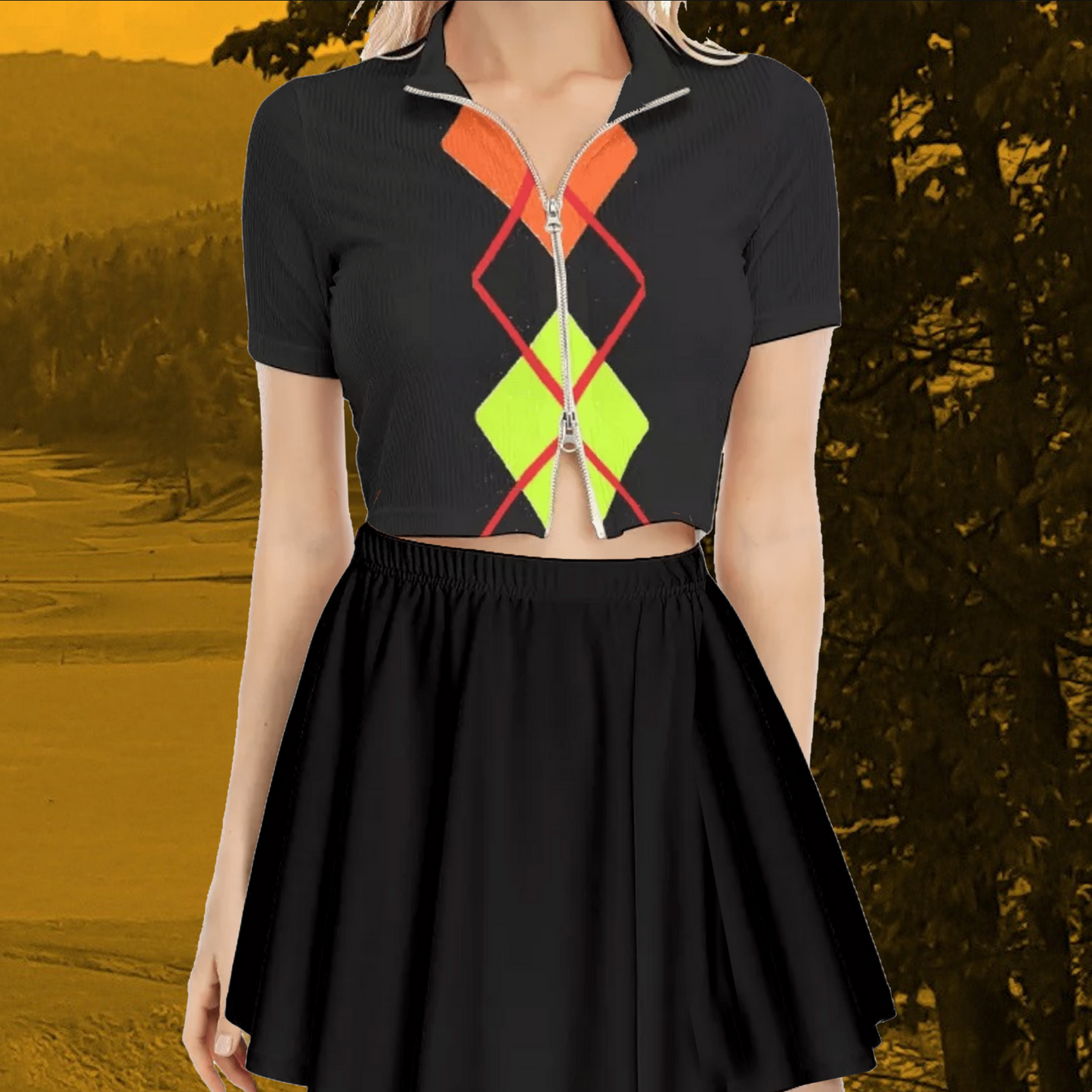 Eagle Or Die Zipper Crop Golf Top