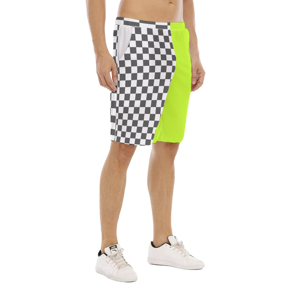 Checkered Color Block Golf Shorts